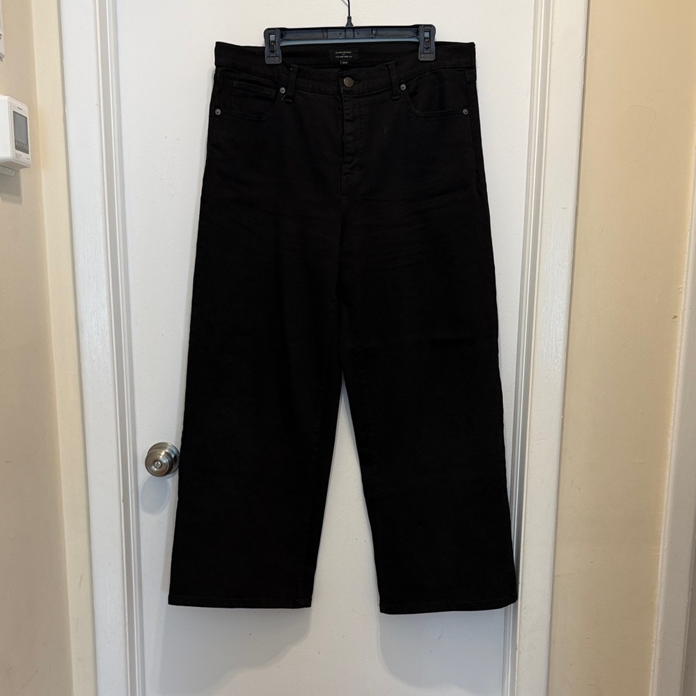 Banana Republic Black High Rise Stretch Wide-Leg Jeans